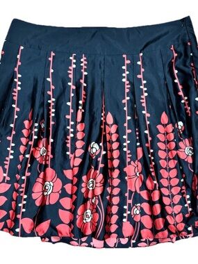Mossimo Supply Co. Navy Midi Skirt with Pink Floral Stripe Print